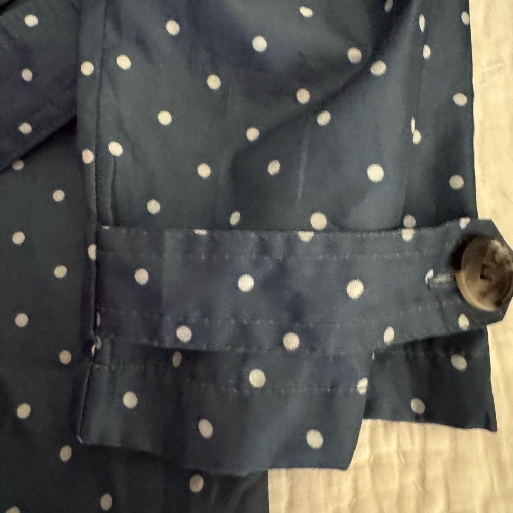 Capelli Women's Water Resistant Rain Trench Coat ~ Blue Polka Dot size M - Picture 9 of 10